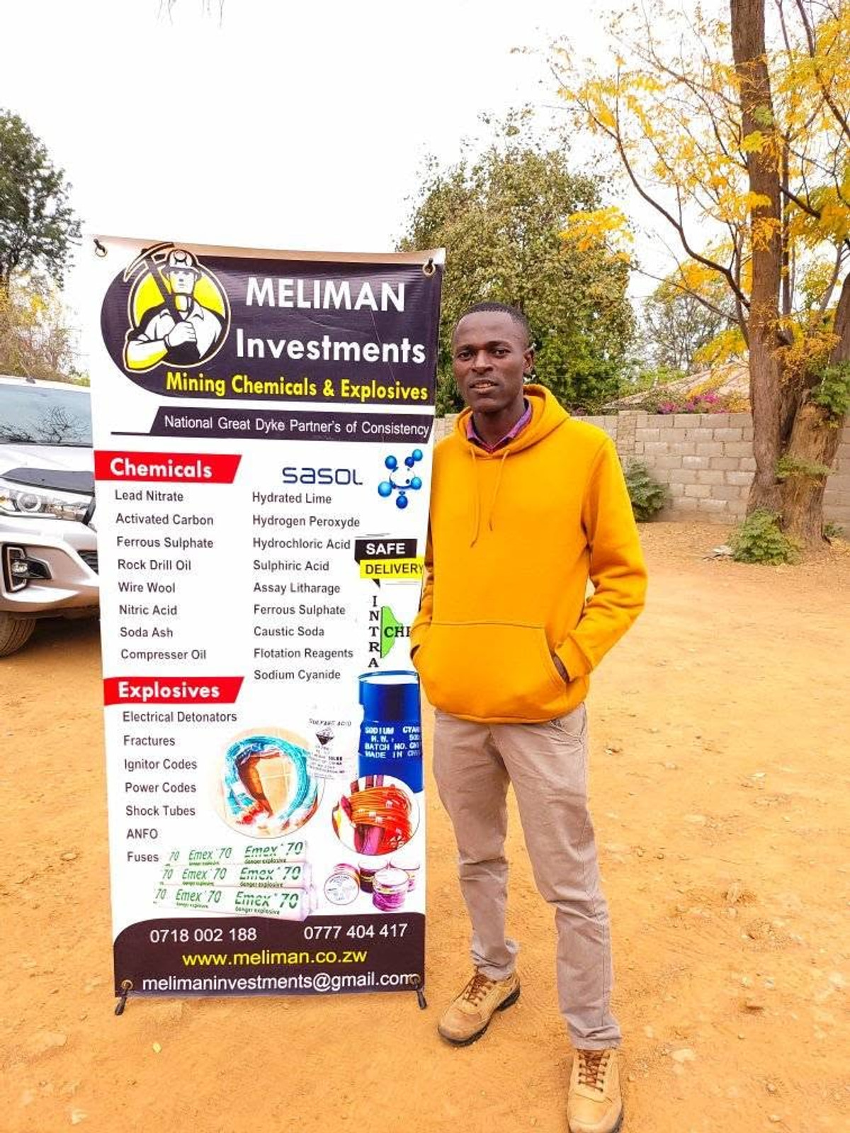 Meliman Investments industrial chemicals and explosives product range